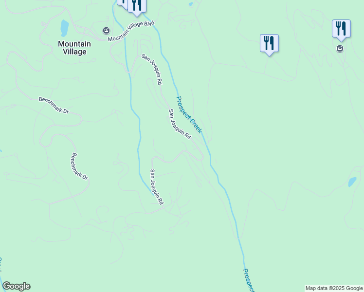 map of restaurants, bars, coffee shops, grocery stores, and more near 158 San Joaquin Road in Mountain Village