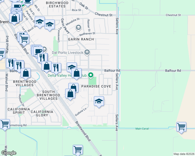 map of restaurants, bars, coffee shops, grocery stores, and more near 29 Tradition Way in Brentwood