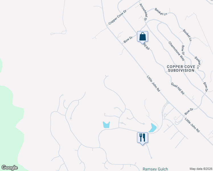 map of restaurants, bars, coffee shops, grocery stores, and more near 300 Rock Ridge Lane in Copperopolis