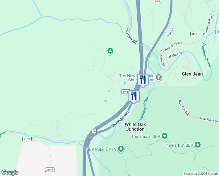 map of restaurants, bars, coffee shops, grocery stores, and more near 231 Wood Mountain Road in Glen Jean