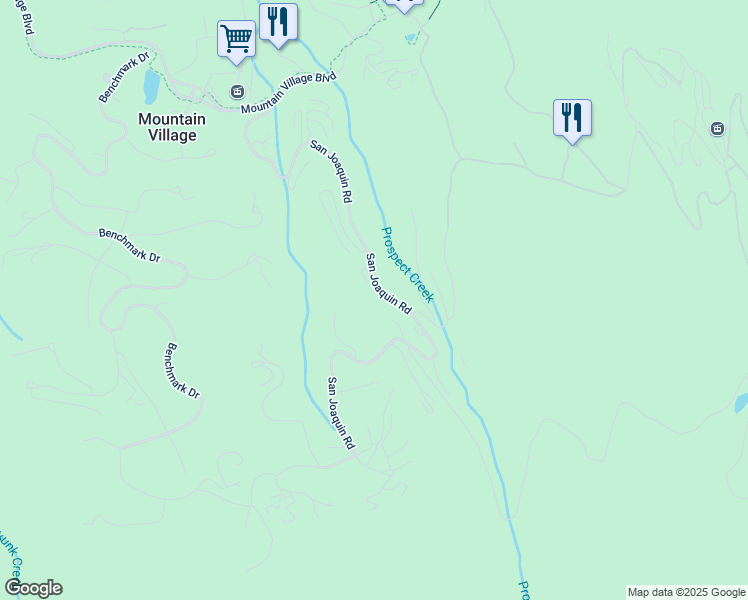 map of restaurants, bars, coffee shops, grocery stores, and more near 154 San Joaquin Road in Mountain Village