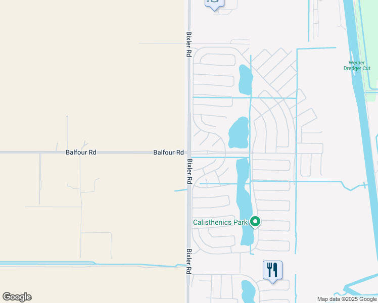 map of restaurants, bars, coffee shops, grocery stores, and more near Balfour Rd & Bixler Rd in Brentwood