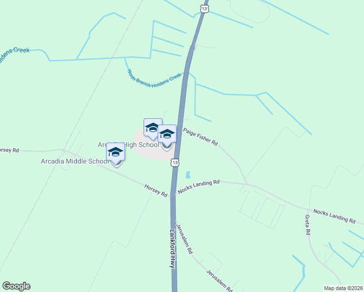 map of restaurants, bars, coffee shops, grocery stores, and more near 8219 Lankford Highway in Oak Hall