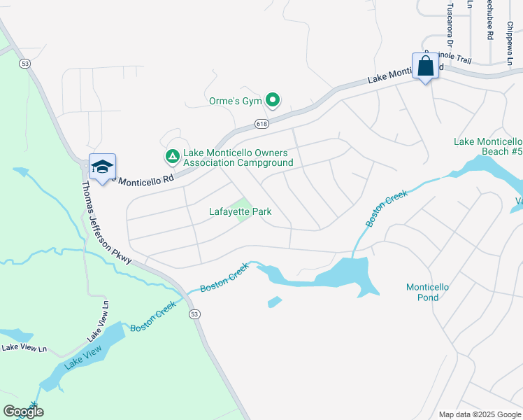 map of restaurants, bars, coffee shops, grocery stores, and more near 22 Lafayette Drive in Palmyra