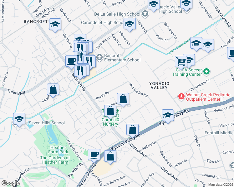 map of restaurants, bars, coffee shops, grocery stores, and more near 627 Hove Court in Walnut Creek
