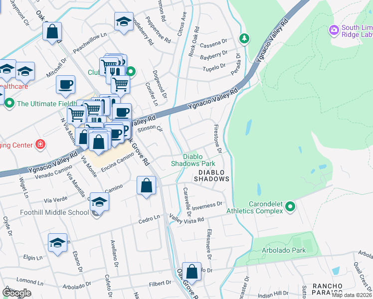 map of restaurants, bars, coffee shops, grocery stores, and more near 3240 Diablo Shadow Drive in Walnut Creek