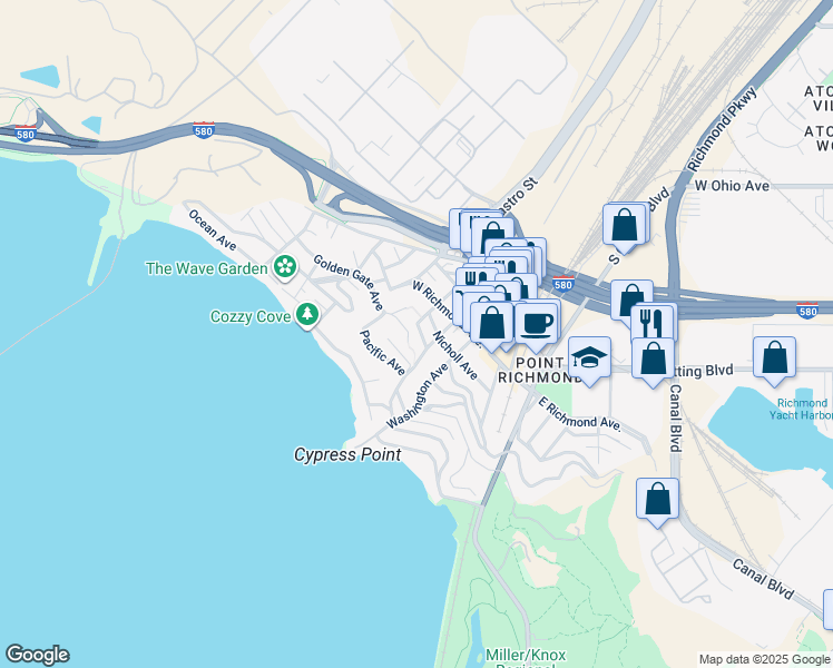 map of restaurants, bars, coffee shops, grocery stores, and more near 219 Piedmont Place in Richmond