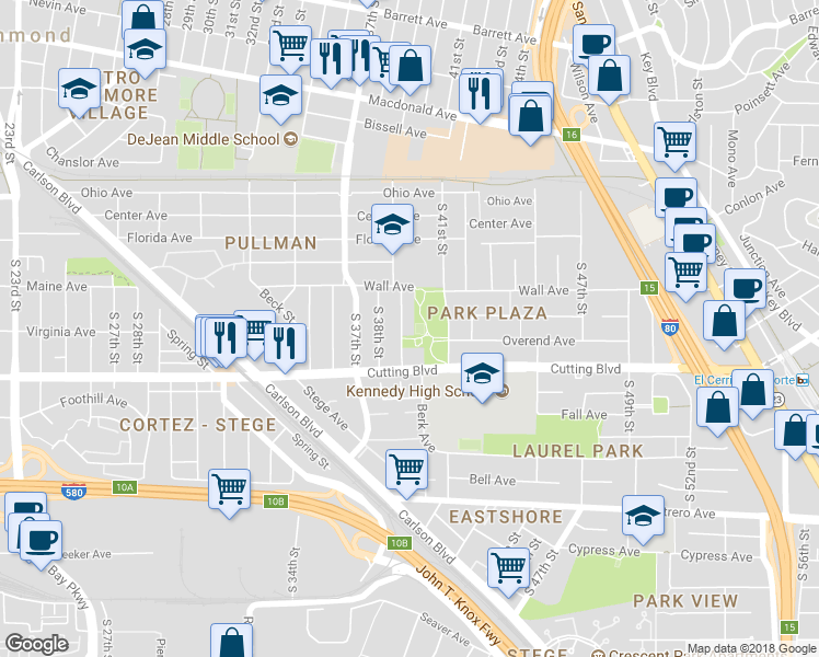 map of restaurants, bars, coffee shops, grocery stores, and more near 372 South 39th Street in Richmond