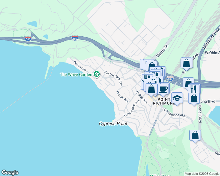 map of restaurants, bars, coffee shops, grocery stores, and more near 494 Western Drive in Richmond