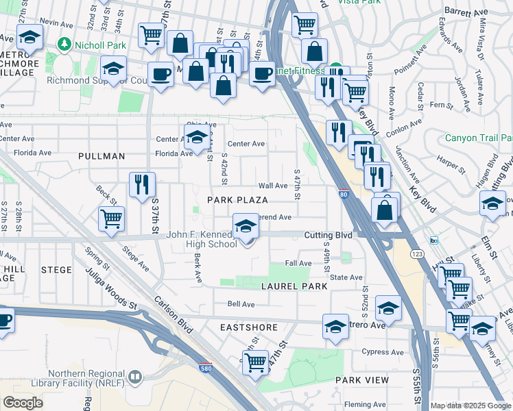 map of restaurants, bars, coffee shops, grocery stores, and more near 4411 Taft Avenue in Richmond