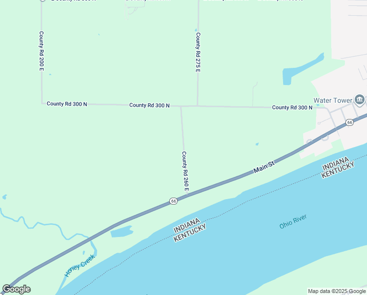 map of restaurants, bars, coffee shops, grocery stores, and more near County Road 260 East in Spencer County