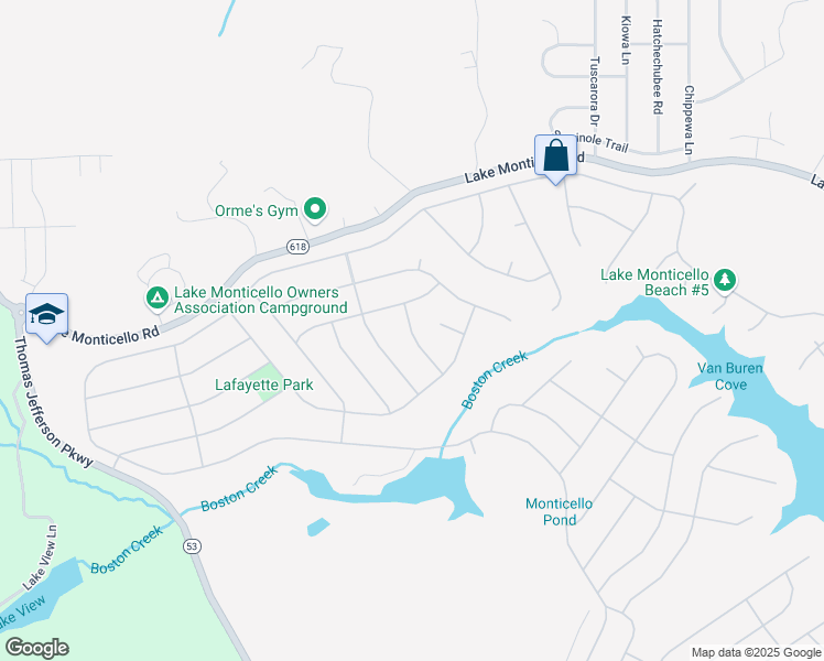 map of restaurants, bars, coffee shops, grocery stores, and more near 5 Powhatan Road in Palmyra