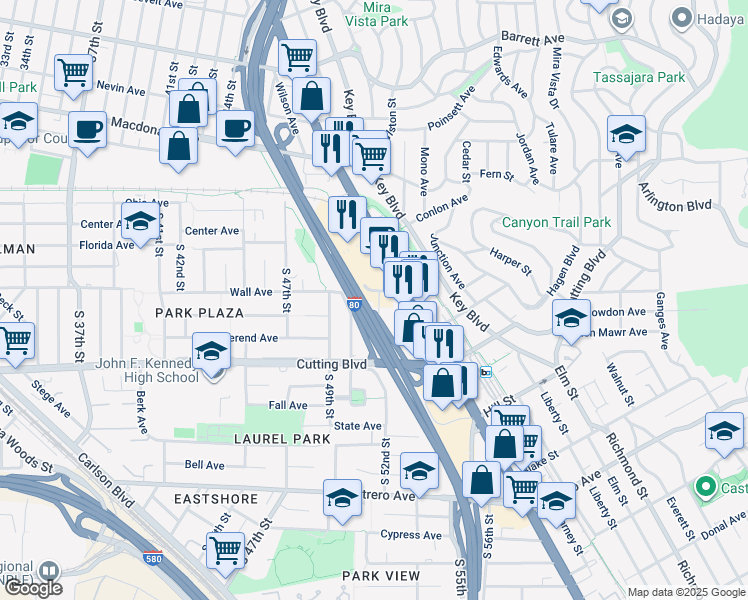 map of restaurants, bars, coffee shops, grocery stores, and more near in Richmond
