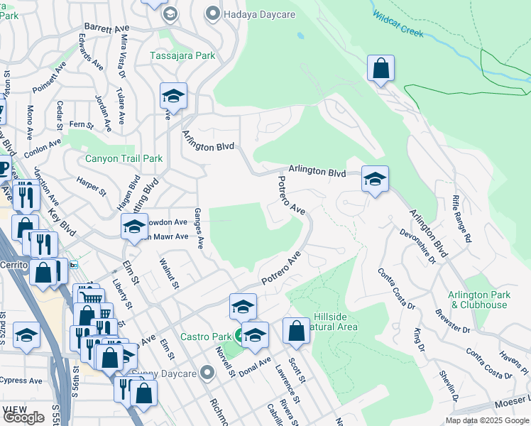 map of restaurants, bars, coffee shops, grocery stores, and more near 1728 Julian Court in El Cerrito