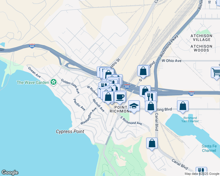 map of restaurants, bars, coffee shops, grocery stores, and more near 28 Cottage Avenue in Richmond
