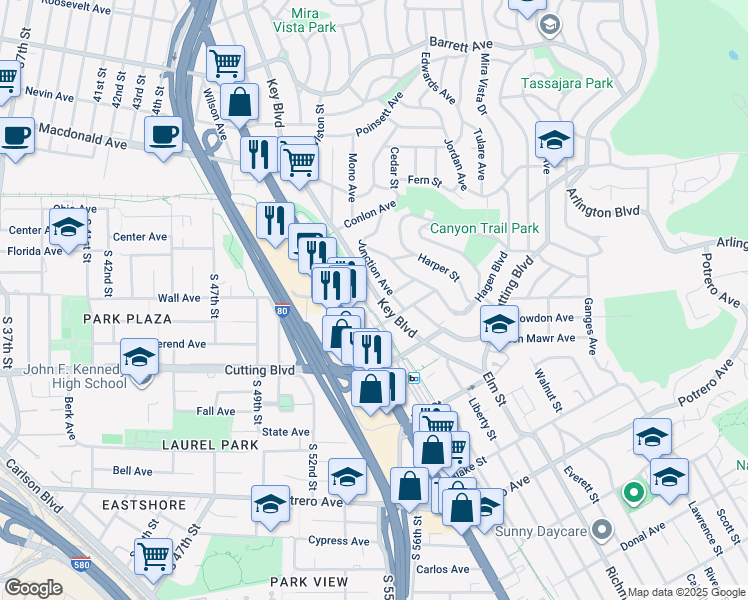 map of restaurants, bars, coffee shops, grocery stores, and more near 11740 San Pablo Avenue in El Cerrito