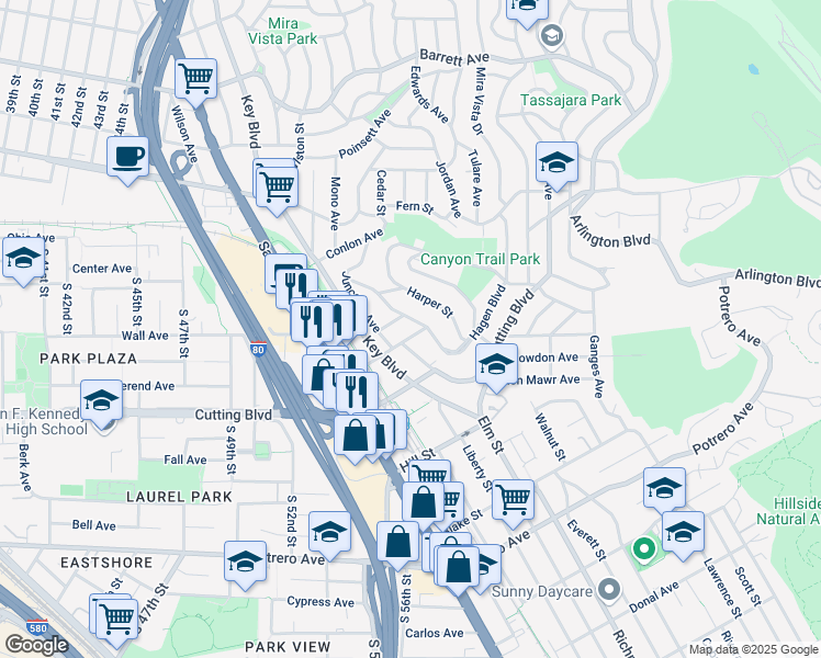 map of restaurants, bars, coffee shops, grocery stores, and more near 1916 Junction Avenue in El Cerrito