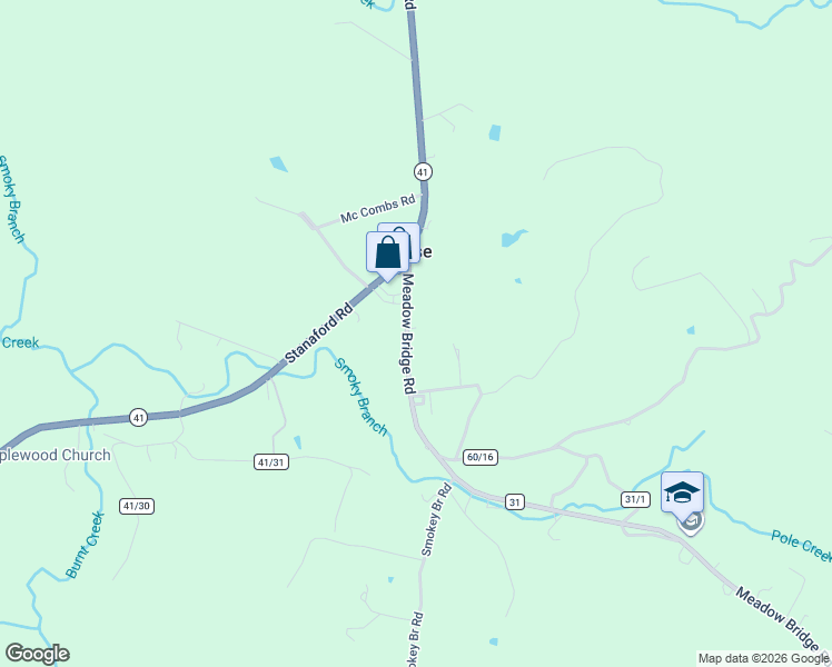 map of restaurants, bars, coffee shops, grocery stores, and more near 6296 Meadow Bridge Road in Danese