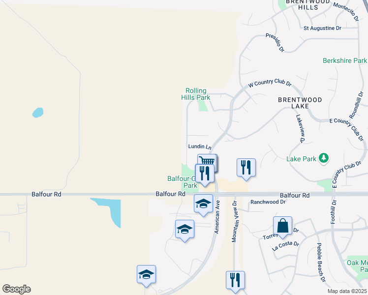 map of restaurants, bars, coffee shops, grocery stores, and more near 699 Canmore Court in Brentwood