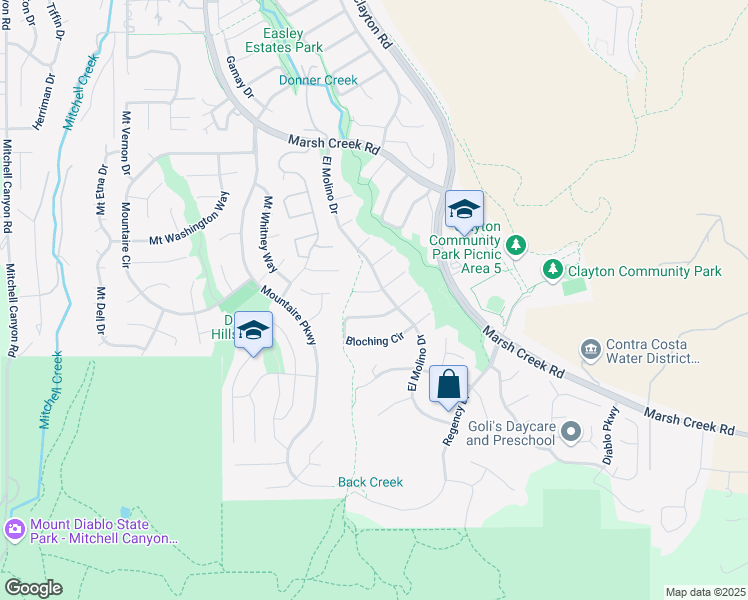 map of restaurants, bars, coffee shops, grocery stores, and more near 602 West Myrick Court in Clayton
