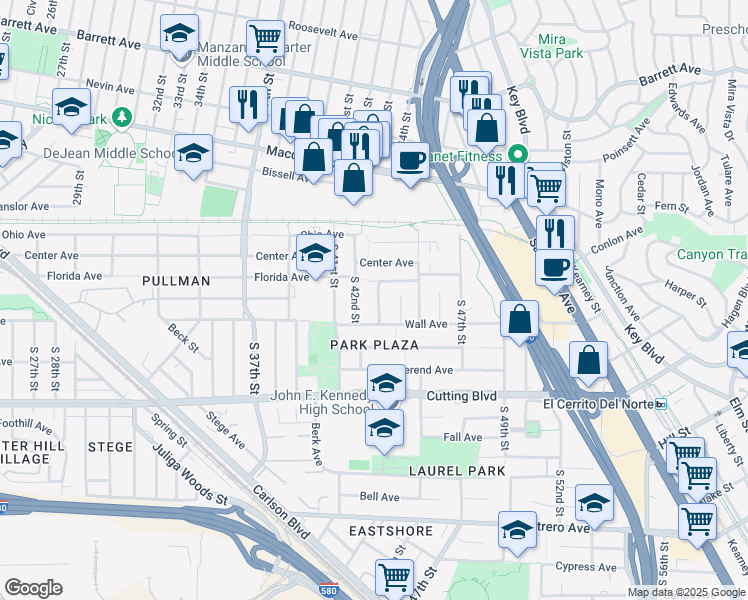map of restaurants, bars, coffee shops, grocery stores, and more near 239 South 43rd Street in Richmond
