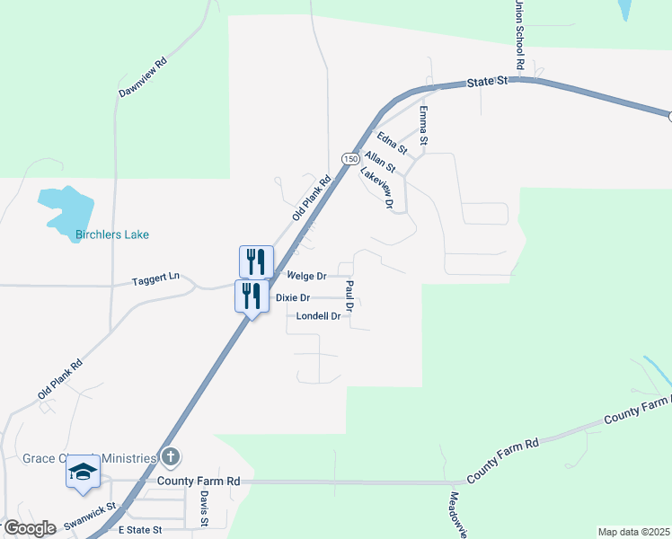 map of restaurants, bars, coffee shops, grocery stores, and more near 104 Paul Drive in Chester