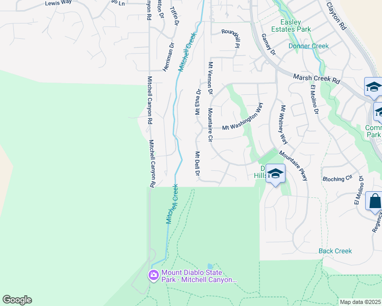 map of restaurants, bars, coffee shops, grocery stores, and more near 581 Mount Dell Drive in Clayton