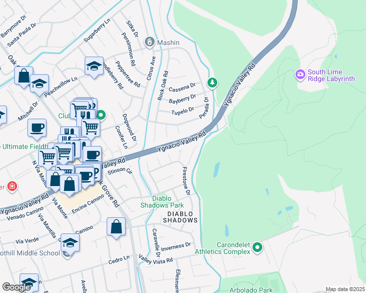 map of restaurants, bars, coffee shops, grocery stores, and more near 110 Renwick Place in Walnut Creek