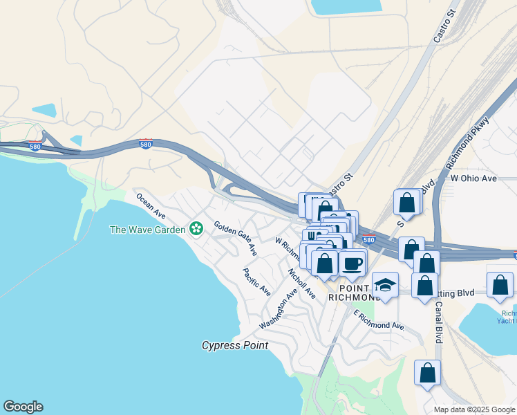 map of restaurants, bars, coffee shops, grocery stores, and more near 554 West Richmond Avenue in Richmond