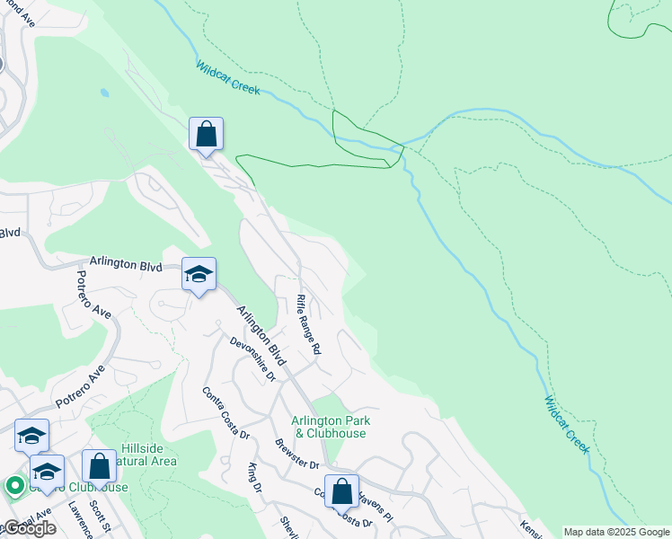 map of restaurants, bars, coffee shops, grocery stores, and more near 8436 Wildcat Drive in El Cerrito