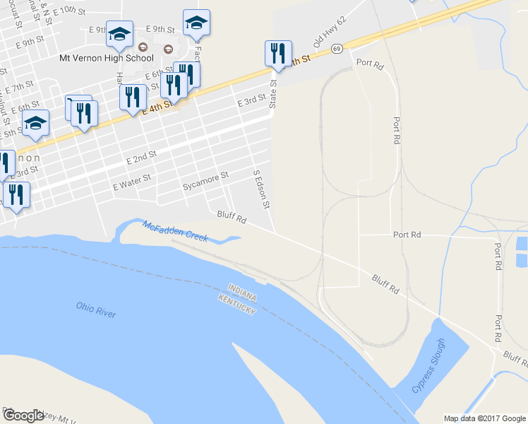 map of restaurants, bars, coffee shops, grocery stores, and more near 412 South Edson Street in Mount Vernon