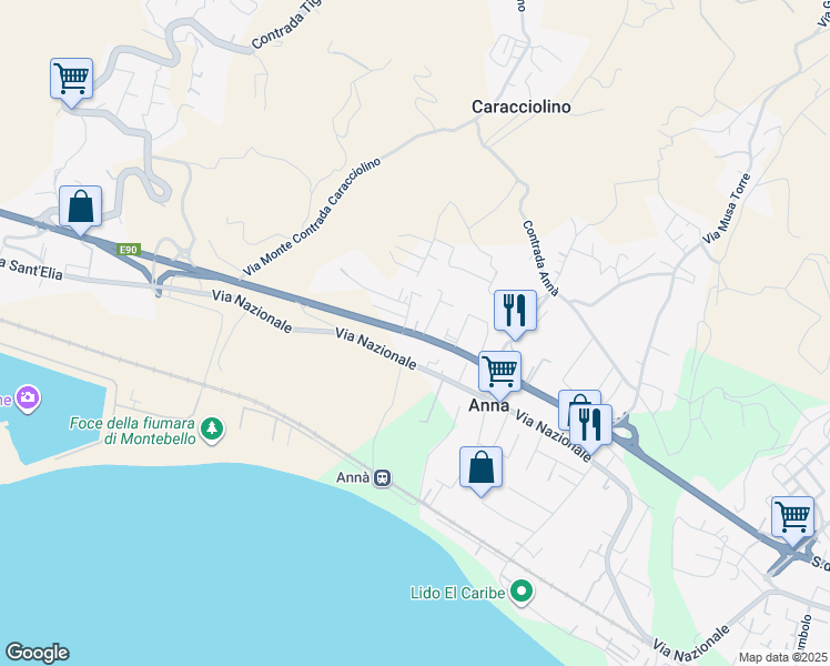 map of restaurants, bars, coffee shops, grocery stores, and more near Traversa Via Notaro in Melito di Porto Salvo
