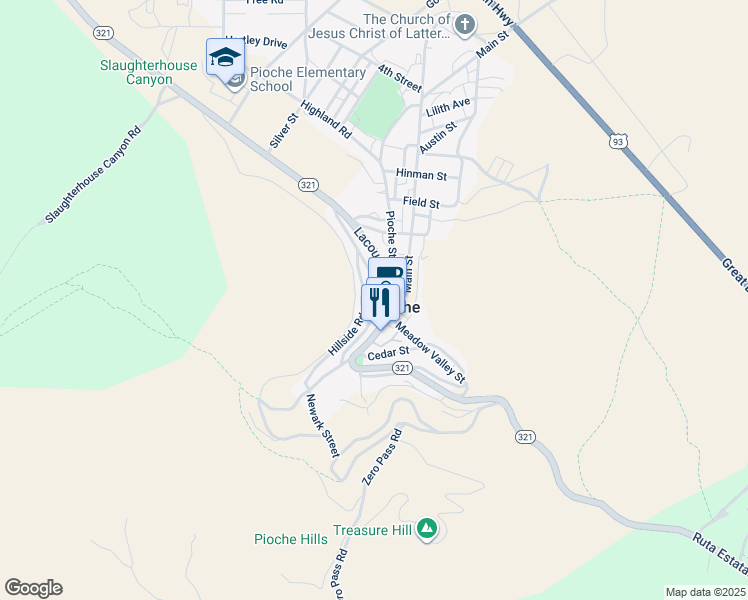 map of restaurants, bars, coffee shops, grocery stores, and more near 643 McCannon Street in Pioche