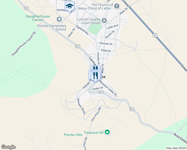 map of restaurants, bars, coffee shops, grocery stores, and more near 643 McCannon Street in Pioche