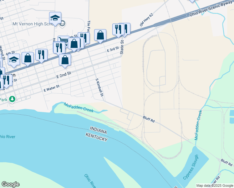 map of restaurants, bars, coffee shops, grocery stores, and more near 412 South Edson Street in Mount Vernon