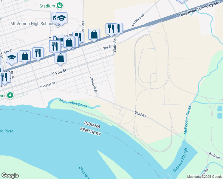 map of restaurants, bars, coffee shops, grocery stores, and more near 412 South Edson Street in Mount Vernon