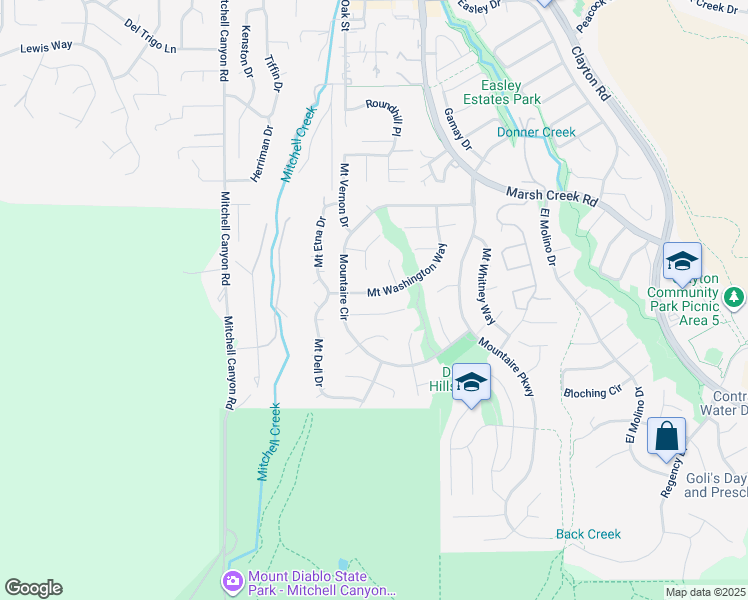 map of restaurants, bars, coffee shops, grocery stores, and more near 367 Mount Washington Way in Clayton