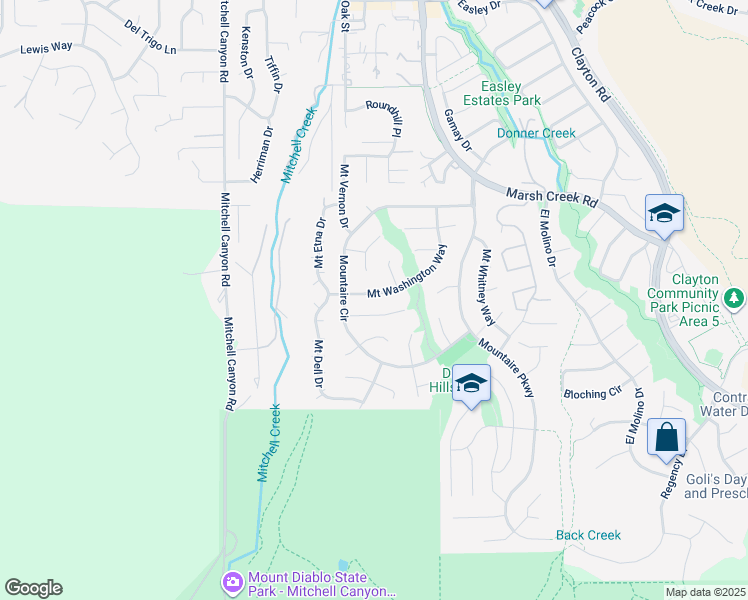 map of restaurants, bars, coffee shops, grocery stores, and more near 367 Mount Washington Way in Clayton
