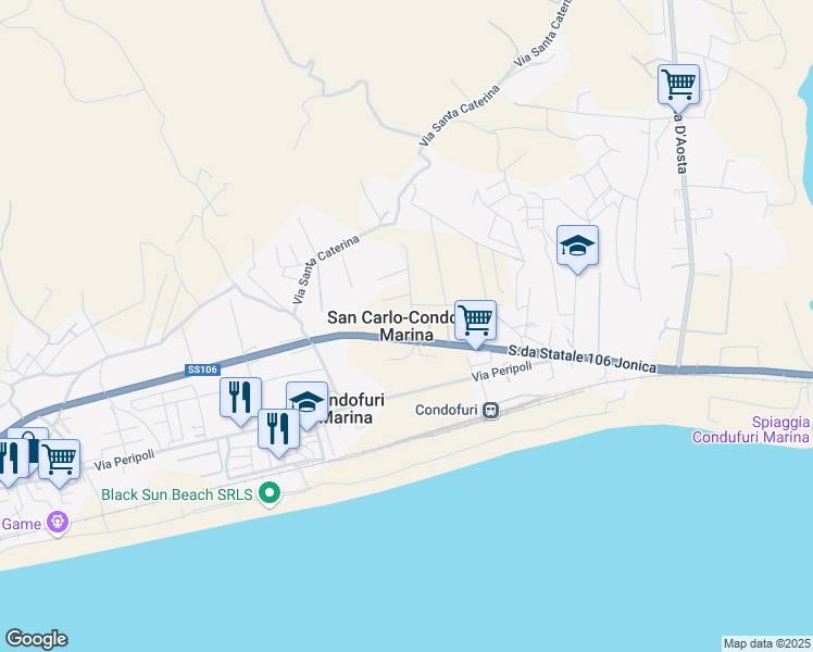 map of restaurants, bars, coffee shops, grocery stores, and more near in San Carlo-Condofuri Marina