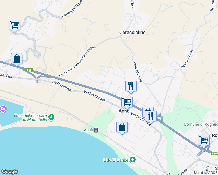 map of restaurants, bars, coffee shops, grocery stores, and more near Traversa Via Notaro in Melito di Porto Salvo