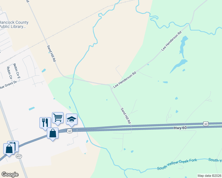 map of restaurants, bars, coffee shops, grocery stores, and more near 549 Lee Henderson Road in Lewisport