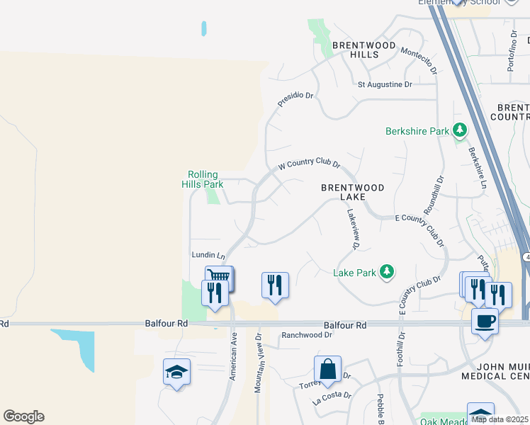 map of restaurants, bars, coffee shops, grocery stores, and more near 622 Turnhouse Court in Brentwood