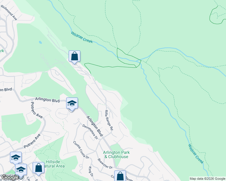 map of restaurants, bars, coffee shops, grocery stores, and more near 8421 Wildcat Drive in El Cerrito