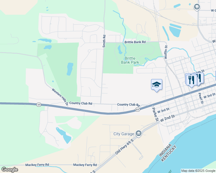 map of restaurants, bars, coffee shops, grocery stores, and more near 1411 Clover St in Mt Vernon
