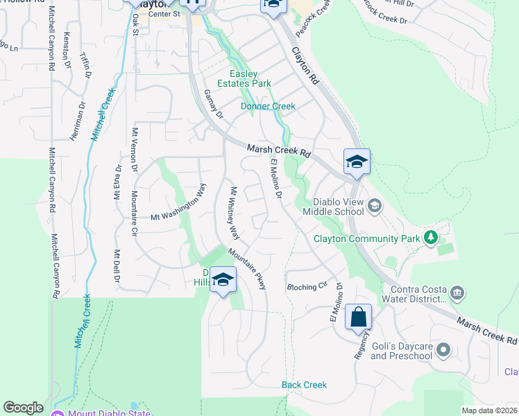 map of restaurants, bars, coffee shops, grocery stores, and more near 7 Clark Creek Circle in Clayton