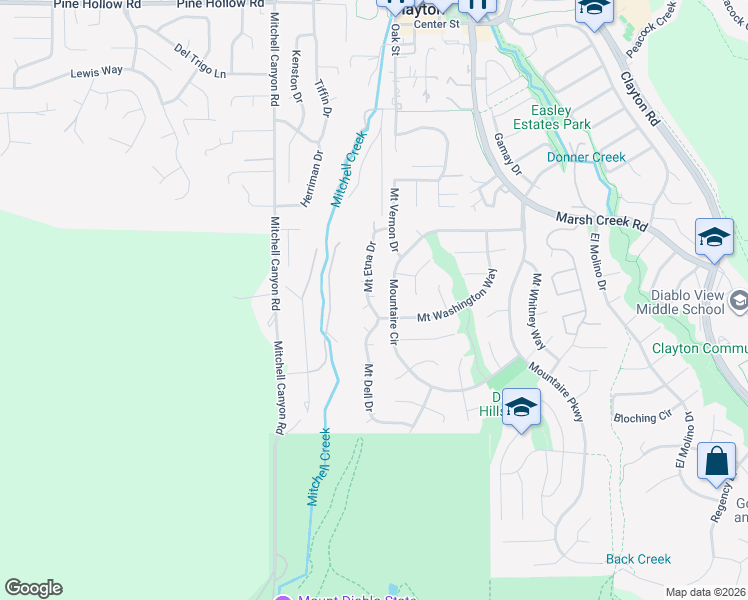 map of restaurants, bars, coffee shops, grocery stores, and more near 165 Mount Etna Drive in Clayton