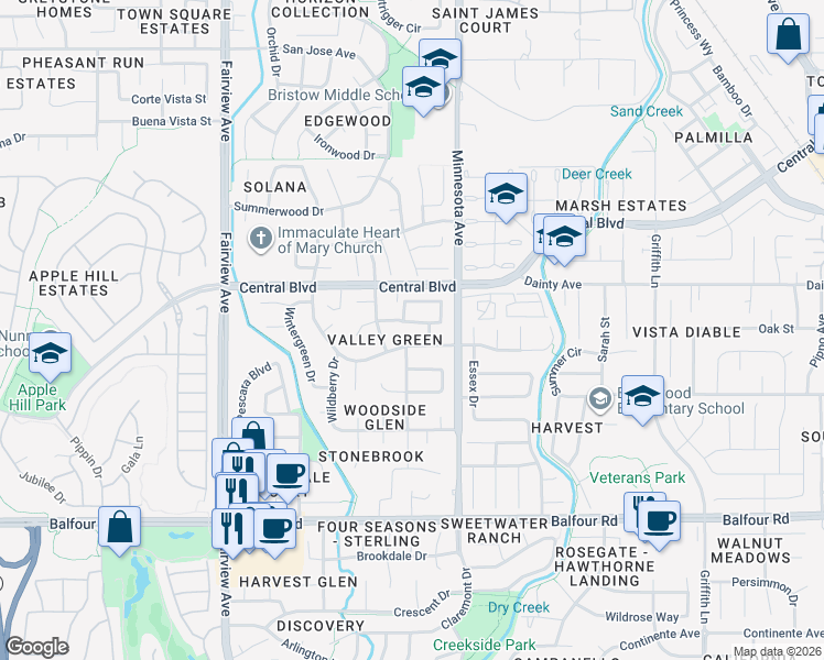 map of restaurants, bars, coffee shops, grocery stores, and more near 1060 Amanda Circle in Brentwood