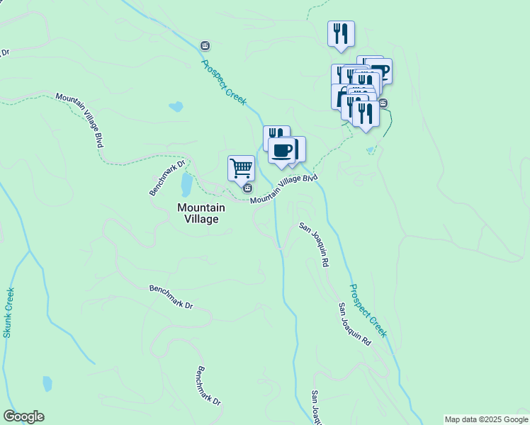 map of restaurants, bars, coffee shops, grocery stores, and more near 456 Mountain Village Boulevard in Telluride