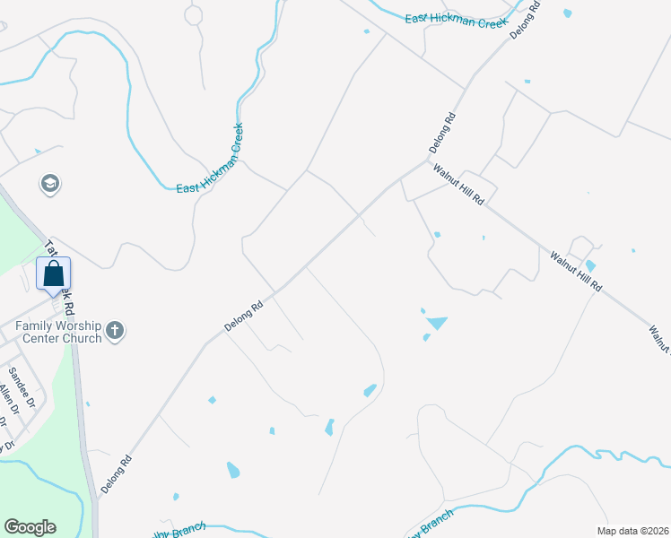 map of restaurants, bars, coffee shops, grocery stores, and more near 3318-3498 Delong Road in Lexington
