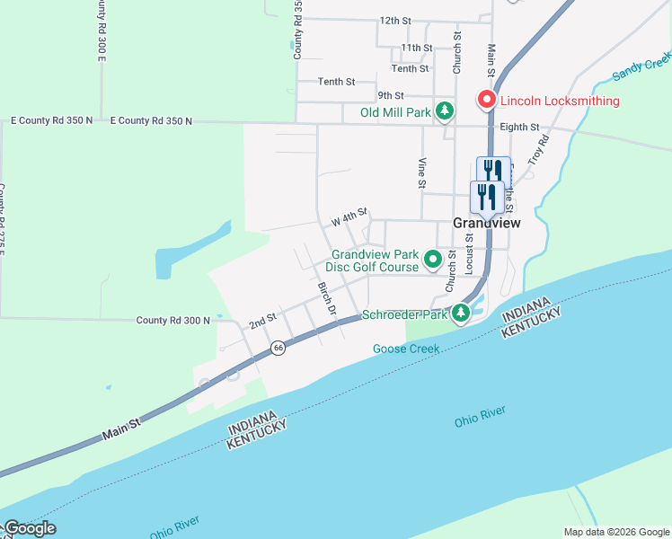 map of restaurants, bars, coffee shops, grocery stores, and more near 225 Grand Avenue in Grandview